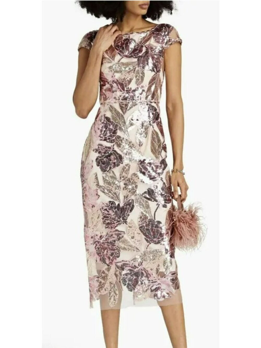 Marchesa Notte Sequin Midi Dress Size 14 New